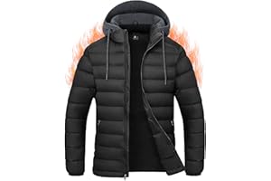SWISSWELL Mens Lightweight Puffer Jacket with Hood Quilted Insulated Water-Resistant Coat Warm Winter Zip Up Hooded Jacket