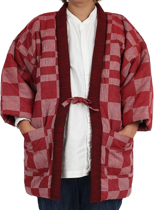 Amazon Co Jp 宮田織物 はんてん 半纏 華市松袢天 赤 白 久留米 日本製 綿入れ ちゃんちゃんこ 服 ファッション小物