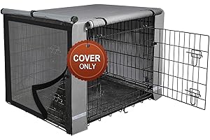 Yotache Dog Crate Cover for 42" Large Double Door Wire Dog Cage, Lightweight 600D Polyester Indoor/Outdoor Durable Waterproof