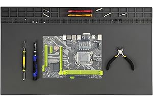 60cm x 35 cm Large Silicone Soldering Mat Fireproof Heat Resistant Repair Mat for Drone, Laptop, PC, Watch, Handphone Repair 