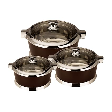 Jaypee Plus Jazz Plastic Casserole Set, 1 Litre, Set of 3, Brown