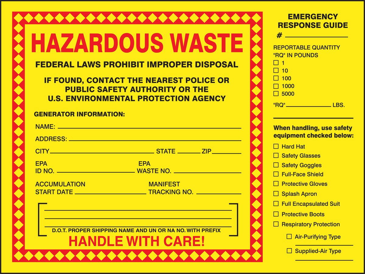 Accuform MHZW27EVC AdhesivePoly Vinyl Hazardous Waste Label, Legend