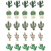 ZGGAZCA 25Pcs Cactus Charms for Jewelry Making Mixed Alloy Plant Charms with Western Country Style Cute for Bracelets Necklace Keychain Cowgirl Craft Supplies Cowboy Makin DIY Plants