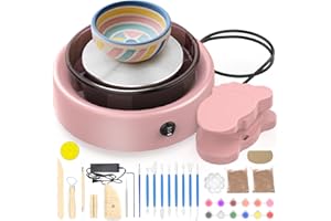 Skirfy Mini Pottery Wheel for Beginners Adults with Foot Pedal9.5" Ceramic Machine for Kids Art Craft Glow in Dark Kits 2.2LB Air-Dry Clay,Carving Tools Adjustable Speed,DIY Projects Birthday Gift