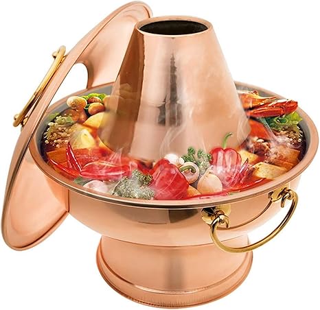 Amazon Guangdashangcheng 珍しい贈り物昔ながらの炭鍋のための料理ヴィンテージ鍋 しゃぶしゃぶスティームボート銅炭の中国鍋 スープ旧大伝統クック 両手鍋 オンライン通販