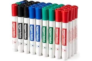 �鶹�� Basics Low-Odor Dry Erase Whiteboard Markers, Chisel Tip, 4 Assorted Colors, 36 Count