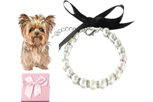 DEEUCHIS Elegant Pearl Necklace for Dogs - Stylish Dog Jewelry for New Puppy Owners & Senior Dogs, Adorable Pet Necklace for Every Occasion