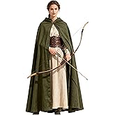 L'VOW Medieval Hooded Cloak Renaissance Cape with Hood Halloween Sorcerer Cosplay Hobbit Costume