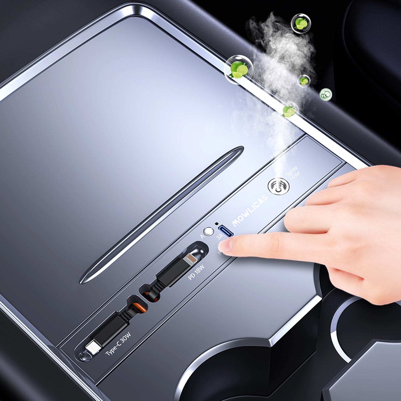 Photo 1 of Mowlicas Smart Aroma Diffuser USB Hub with Fragrance Cologne, Retractable Fast Charger with Air Fresheners is Necessary Tesla Model 3/Y Accessories (2025-2021) but not Highland or Juniper Compatible