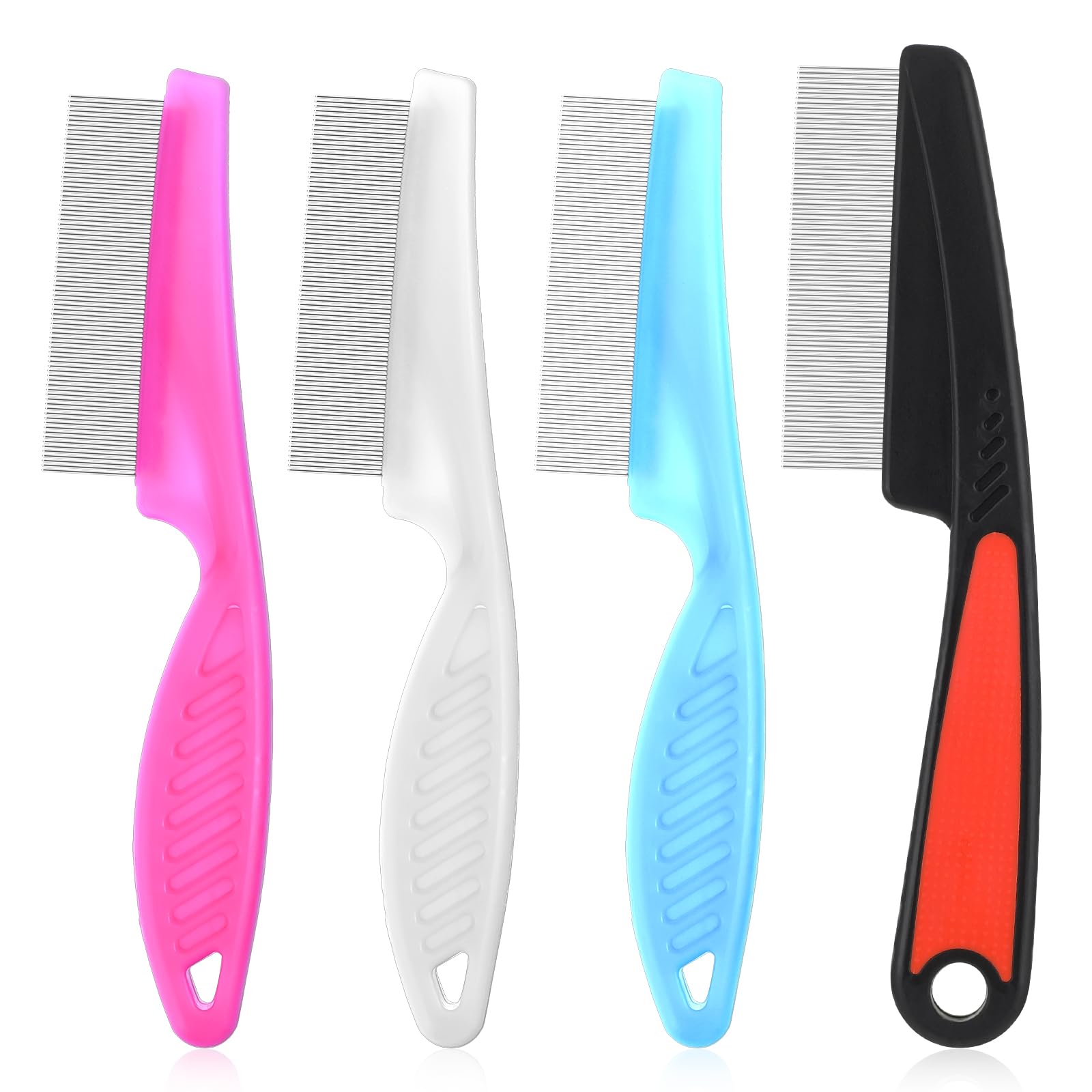 Photo 1 of 4 Pcs Dandruff Comb Stainless Steel Psoriasis Comb Professional Fine Tooth Scalp Combs Metal Flea Lice Combs For Dandruff Remover Scalp Massage Blue Black White Pink