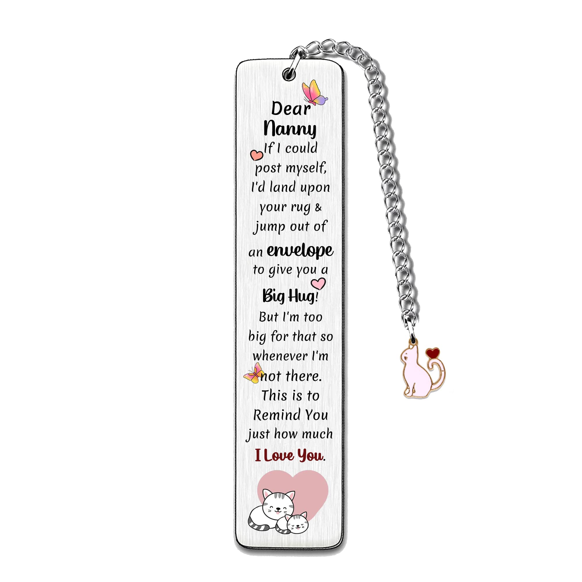 Nanny Bookmarks Christmas Gift Bookmark Nana Birthday Present I Love You Happy Retirement Appreciate Love Quotes Engraved Keepsakes Happy Mothers Day Thank You Gifts Ideas Cute Cats Design