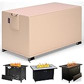 QH.HOME Fire Pit Cover Rectangular 42 x 24 Inch,Outdoor Waterproof Fire Pit Table Cover Strong Tear Resistant and Fading Resistant for Rectangle Patio Furniture Fireplaces - Wheat