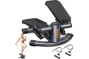 Srify Twist Steppers for Exercise at Home,Stair Steppers with Resistance Bands,Mini Stepper Exercise Machine 330LBS Capacity,Steppers for Full Body Workout,Multiple Colors of Grey/Black/White