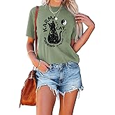 SAUIVD Women's Casual Graphic Tees Funny and Cute Shirt for Cats Lover Gift Short Sleeve Crewneck Letter Print Shirts