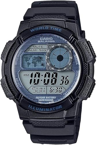 casio men's lcd black resin strap watch