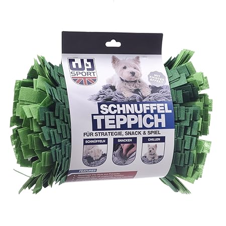 Wallace & Jones ® | Schnuffelteppich mit besonders hohen Filzstreifen für Hunde grasgrün
