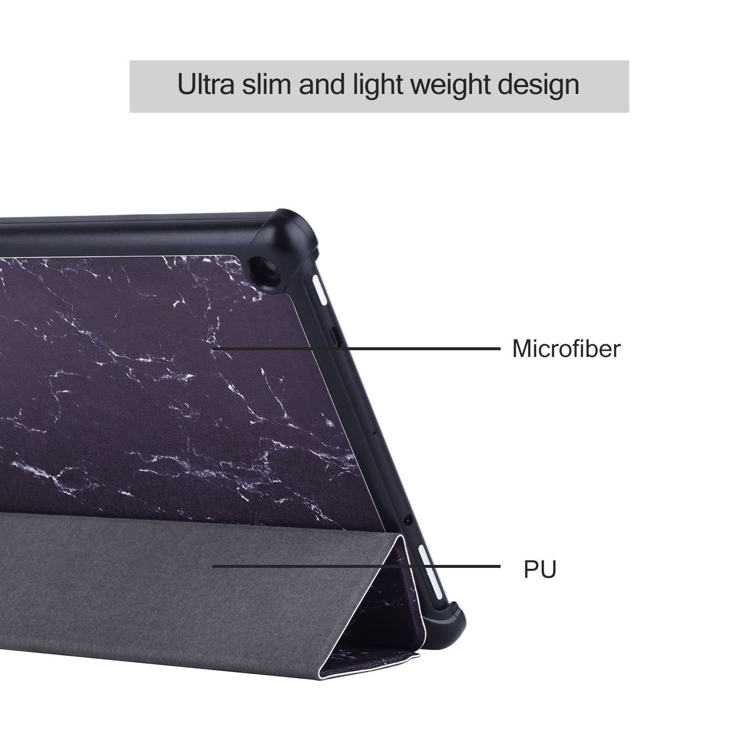 Dopup Fire 10 Case for All-New Fire HD 10 Tablet (7th Generation, 2017 Release),Protective Standing Cover with Auto Wake/Sleep Function(Black Marble)