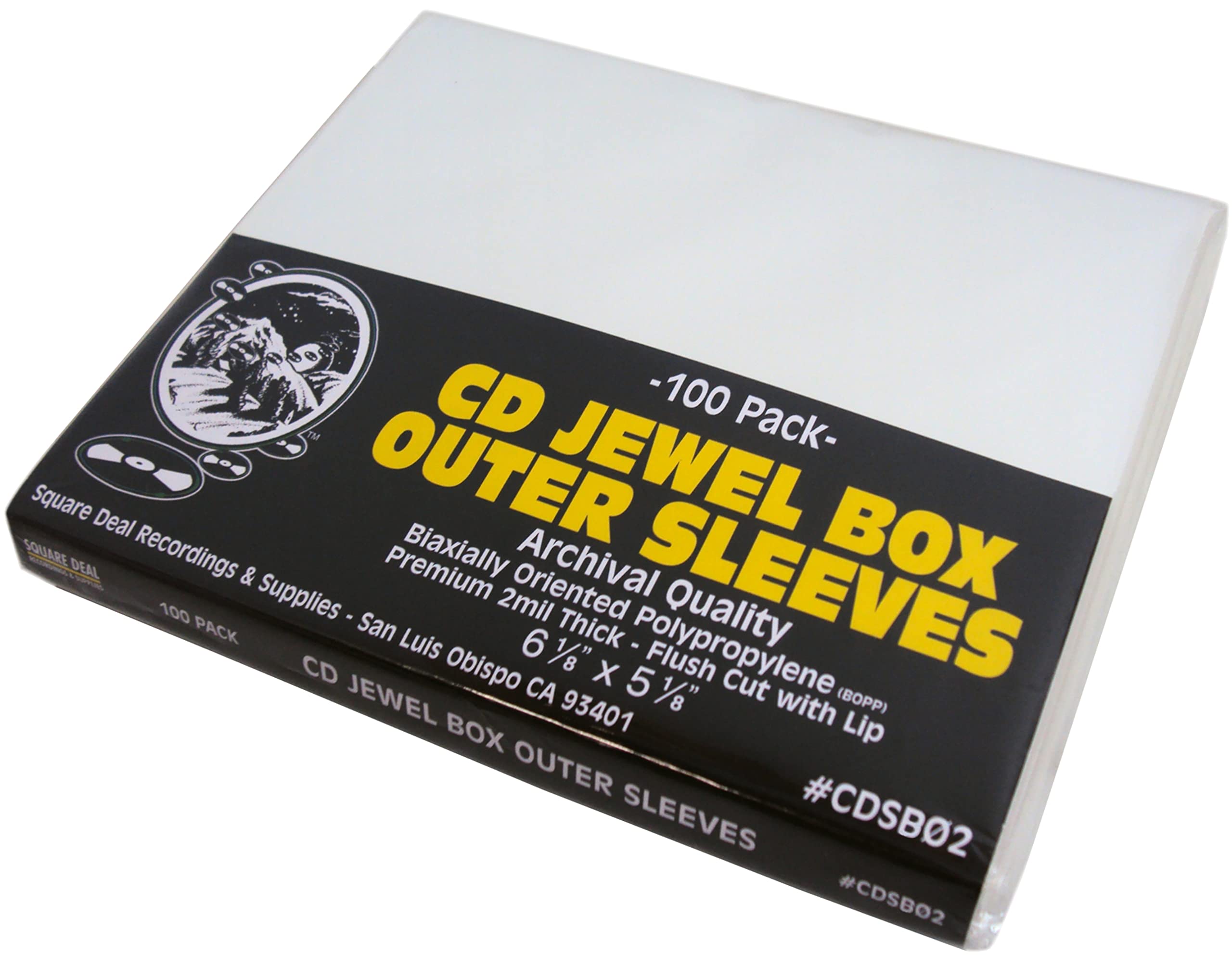 Photo 1 of (100) CD Jewel Box Outer Sleeves - Premium 2mil Thick - Flush Cut - Archival Quality #CDSB02