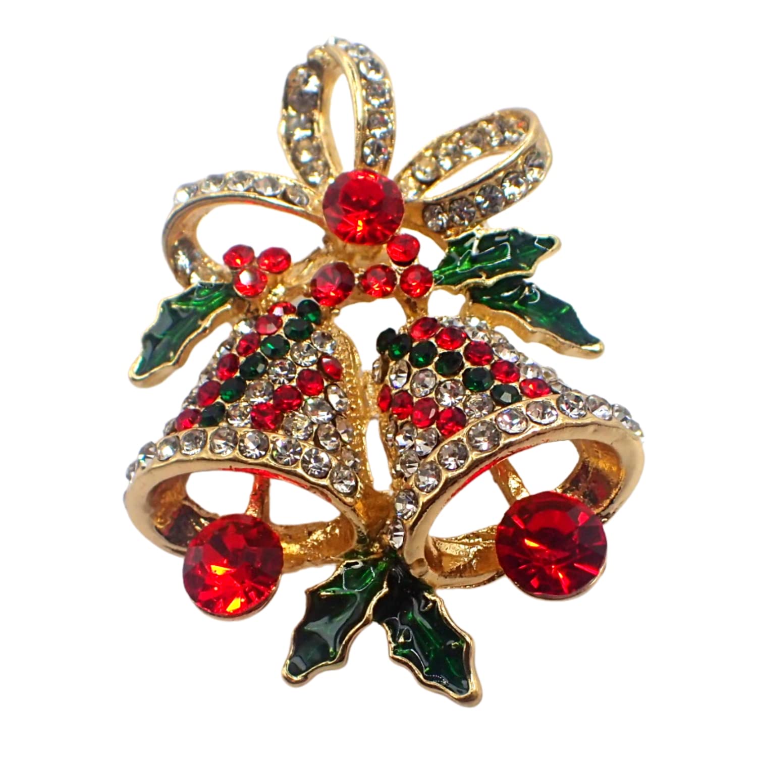 Topkids Accessories Christmas Brooch for Women and Men, Christmas Stocking Filler, Christmas Cracker Fillers, Secret Santa gifts, Metal 180degree pin (Gold Bells)