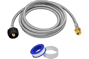 ABYDA 8Ft Propane Adapter Hose, 1 lb to 20 lb Converter for QCC1/Type1 Tanks, CGA600 Connection, Propane Tank Hose Fit for Coleman Stove, Weber Q Grill, Buddy Heater, Fits 5-40 lb Propane Tanks