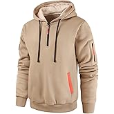 Leidowei Men's Hoodies Casual Pullover Hooded Sweatshirt Long Sleeve Quarter Zip Hoody Tops With Kangaroo Pocket