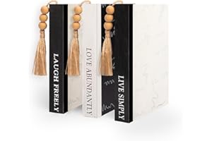 GENMOUS & CO. GENMOUS Wooden Decorative Books for Modern Home Decor Aesthetic, Stacked Faux Books For Living Room Decor, White Farmhouse Fake Books for Entryway Table Decor, Stacked Books for Mantel Shelves Display