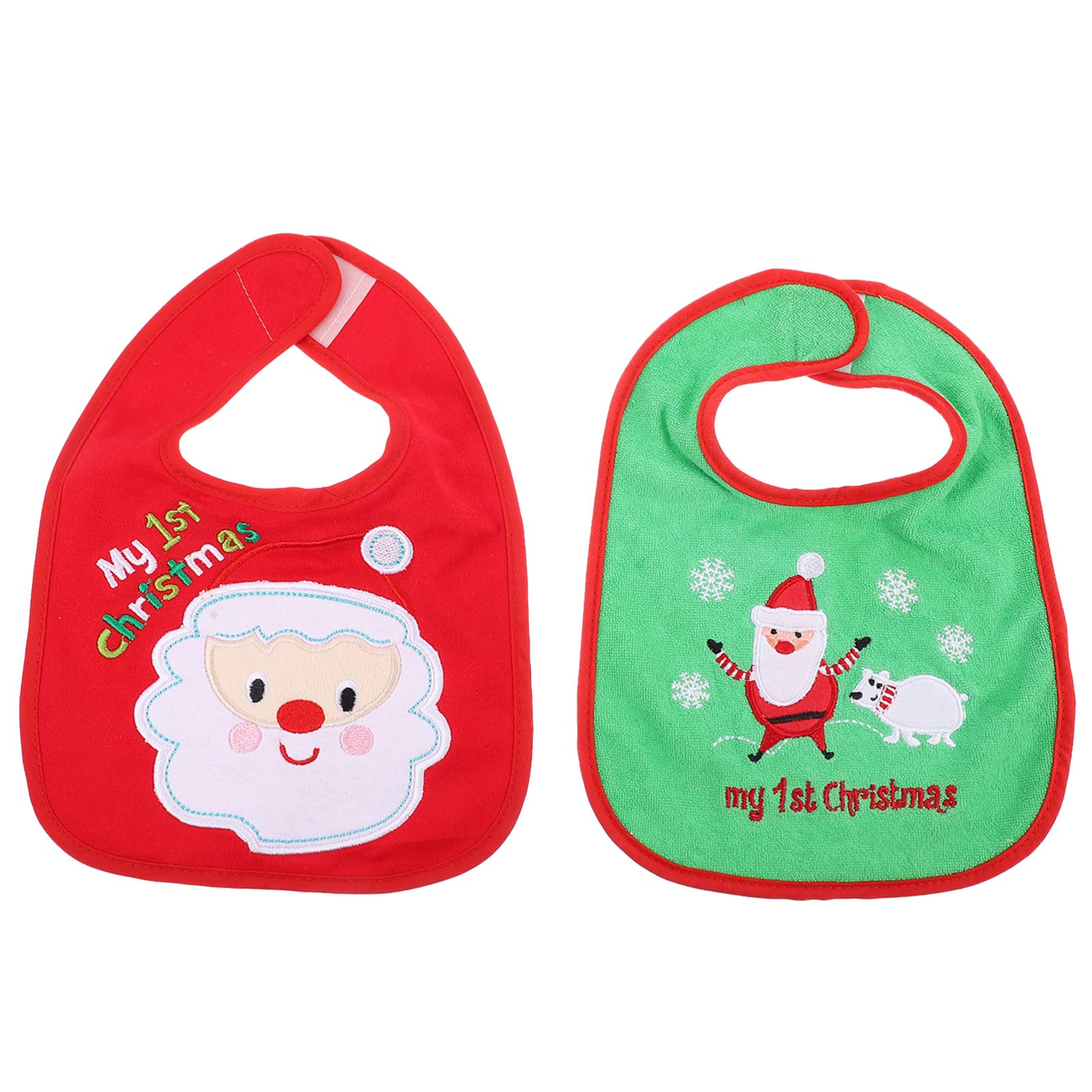 TOYANDONA 2pcs Chrismtas Baby Bib with Santa Claus Snowflake Sheep Pattern First Xmas Bib Waterproof Toddle Bib Children Feeding Bib Kids Burp Cloths for First Christmas Baby Shower
