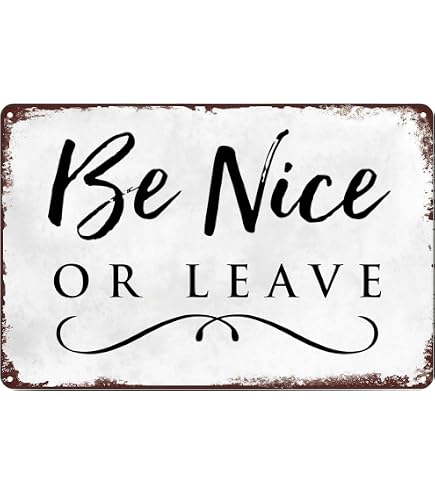Primitives By Kathy 'Be Nice Or Leave' Box Sign - 3x2.5 Inch Distressed Wood Sign For Table Or Wall