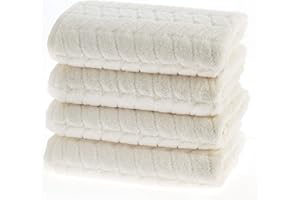 BAGNO MILANO Turkish Bath Towels, Soft Plush Jacquard Luxury Bath Towels, Quick Dry Towel Set (Cream, 4 Pcs Hand Towel Set)