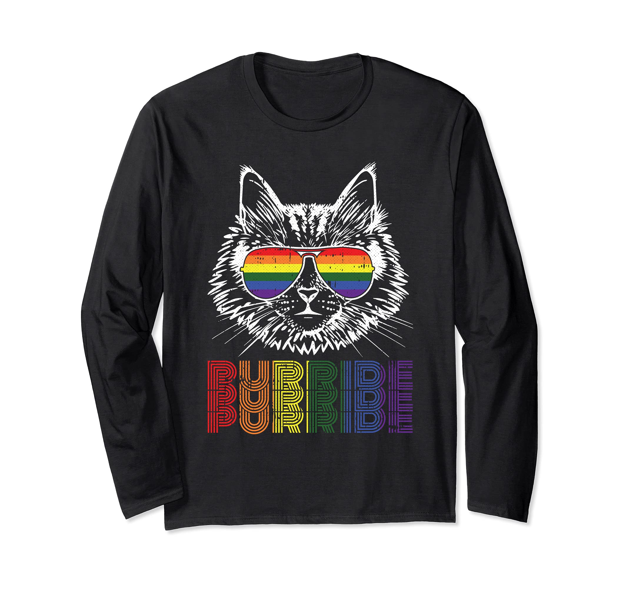 Purride Gay Pride Cute Cat Kitten Pet Lover LGBT-Q Ally Long Sleeve T-Shirt