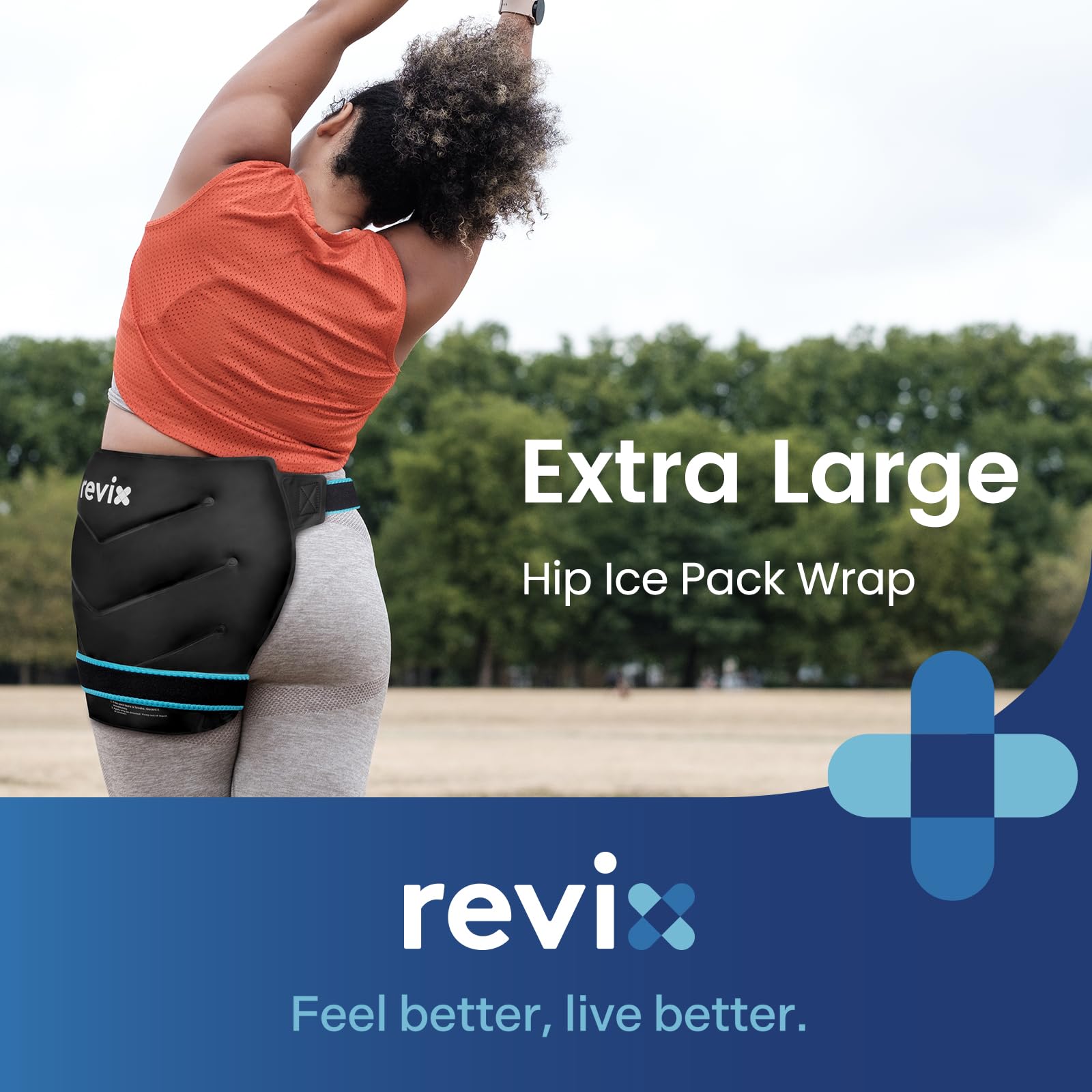 REVIX Extra Large Hip Ice Pack Wrap After Surgery, Reusable Gel Cold Pack for Hip Replacement Recovery, Sciatic Nerve, Cold Therapy Hip Flexor Compression Wrap, Black