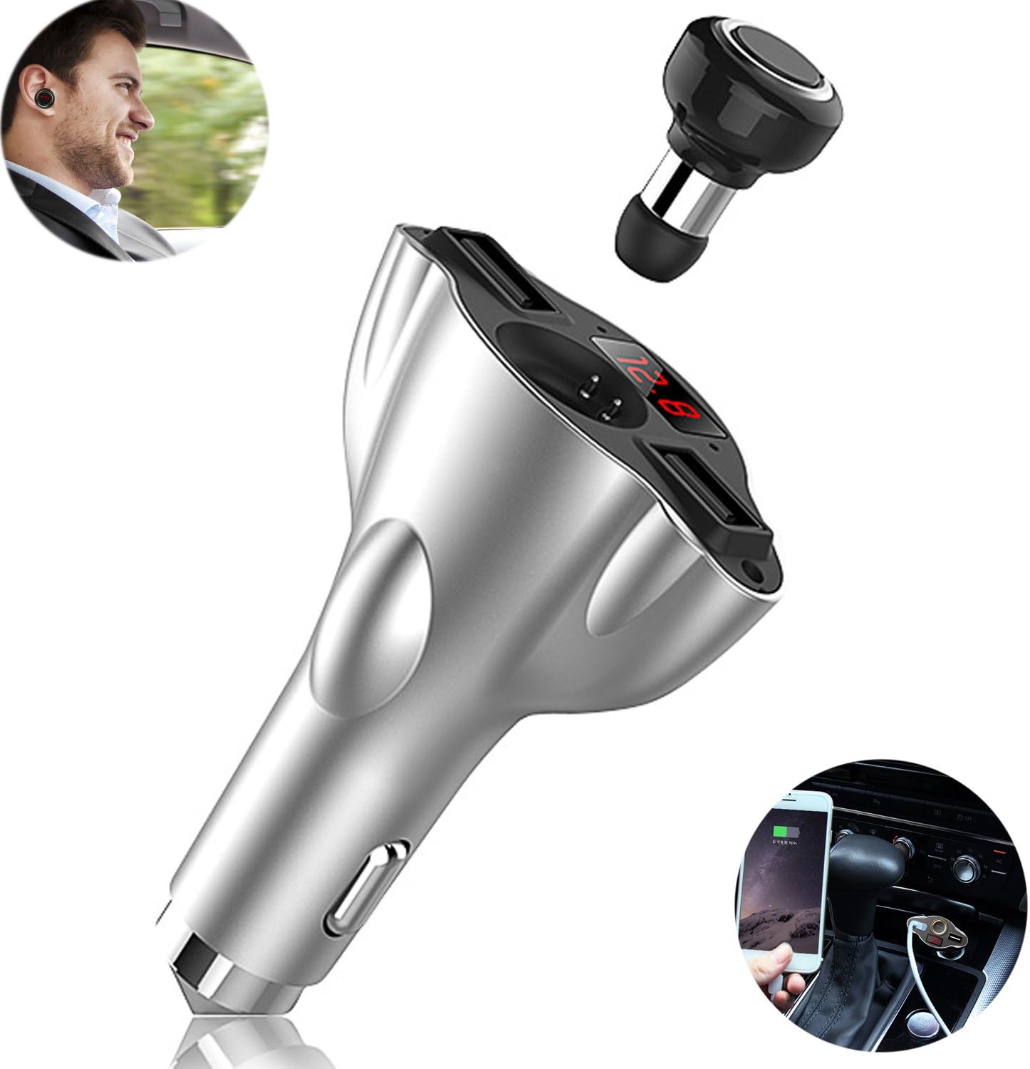 Car Charger, Dual USB Car Charger Adapter with Safety Hammer 5V 2.1A for iPhone Samsung Galaxy and Android Cell Phones