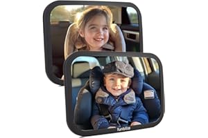 Funbliss Baby Car Mirror 2 Pack - Shake-Proof & Shatterproof, 360° Adjustable Angle, Clear Wide View for Rear-Facing Infants,