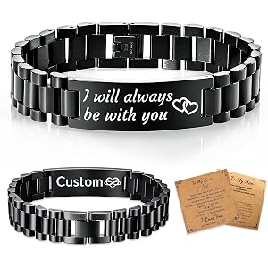 HJX Personalized Bracelet Custom Engraved Photo Text Bracelet for Men | Picture Bracelet Personalized Photo, Stainless Steel