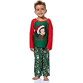 INTIMO Curious George Christmas Fun Toddler Kid's Raglan Fleece 2-Piece Long Sleeve Long PJ Pant Pajama Set for Boys Girls