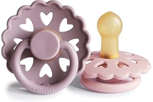FRIGG Andersen Fairytale Natural Rubber Baby Pacifier | Made in Denmark | BPA-Free (Twilight Mauve/Primrose, 0-6 Months)