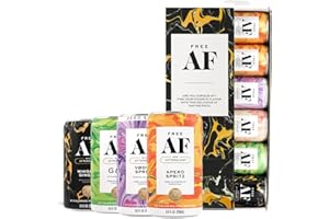 FREE AF AF Drinks Non-Alcoholic Tasting Pack | Alcohol Alternative Sparkling Cocktails with AFTERGLOW Botanical Warmth | Gluten-Free, Low-Calorie | 8.4 oz Cans. Variety 6 Pack