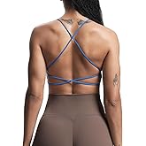 Aoxjox Women's Workout Sports Bras Fitness Veronica Cross Back Low Impact Twist Bra Yoga Crop Tank