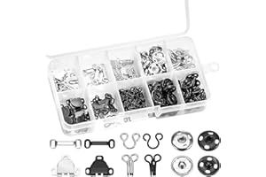Sew-on Snaps and Eyes Closure, 100pcs Sewing Fastener Set, Skirt Hooks for Bra Trousers, Skirt Dress, Sewing DIY Craft