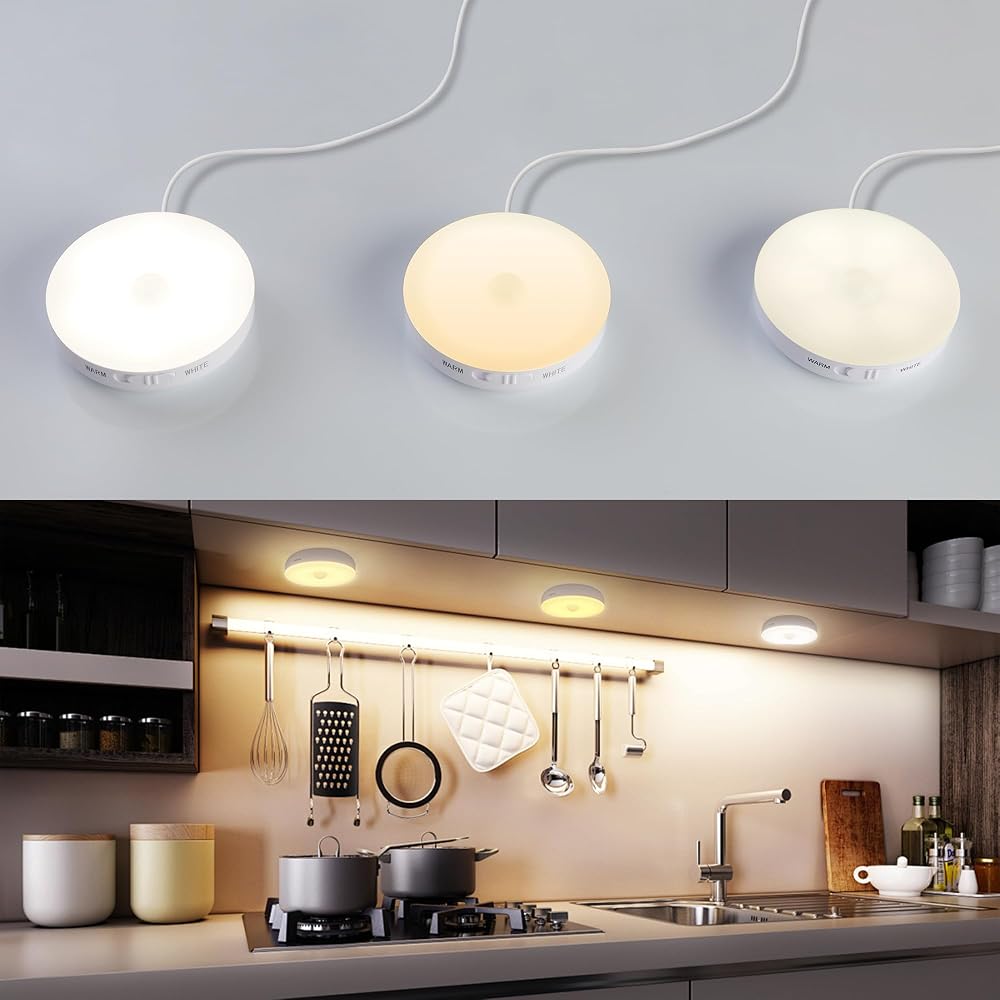 Homelist Under Cabinet Light Kit with Remote, 3 Pack Motion Sensor Lights
