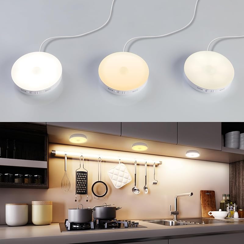 Homelist Under Cabinet Light Kit with Remote, 3 Pack Motion Sensor Lights