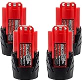 Akkopower Battery Replacement for Milwaukee M12: 12v Batteries 4.0 ah Lithium Compatible with Milwaukee 12 Volt Cordless Power Tools 4 Pack 48-11-2411 48-11-2440 48-11-2420 48-11-2401 48-11-2425
