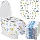 50 Packs Extra Large Disposable Toilet Seat Covers for Kids Adult, Animal | Individually Wrapped, Portable, Non Slip Waterpro