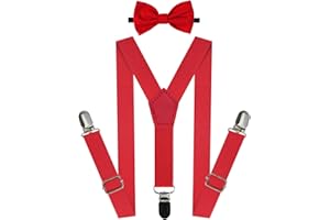 A&J DESIGN Suspenders and Bow Tie Set Boys and Girls Adjustable Suspenders Bow Tie Formal Occasions 5 Months - 14 Years Up