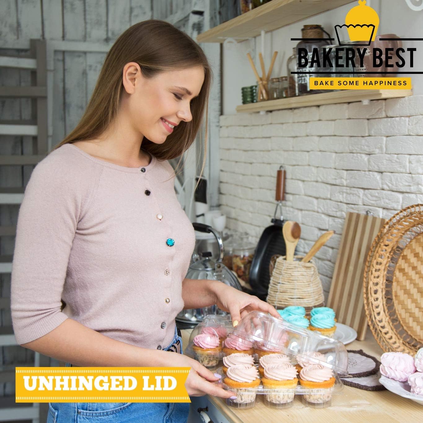 Amazon Bakerybest カップケーキボックス 使い捨てプラスチックコンテナホルダー 6個 12パックキャリア バルク輸送カップケーキトールドーム マフィントレイ クリアコンテナボックスホルダー 大型ストレージトレイ カップケーキボックス Bakery Best 包装用品