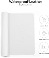 YSAGi Leather Desk Mat Large 60x35 cm White Non-Slip Waterproof view 4