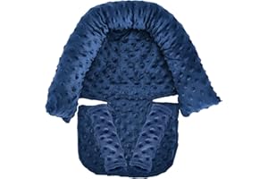 Childlike Behavior - Baby Car Seat Head Support - Car Body Support Strap - Minky Dotted Fabric Car Padding Strap - Head Support Strap - Suitable for Car Seats, Strollers, and Trampolines (Dark Blue)