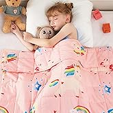 yescool Unicorn Weighted Blanket 3 Pounds Cooling Weighted Lap Blanket, Pink Rainbow Heavy Blanket, Breathable Weighted Throw Blankets Gift for 20-40lbs, 36"x48"