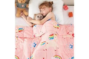 yescool Weighted Blanket 5 Pounds Cooling Weighted Lap Blanket, Pink Unicorn Rainbow Heavy Blanket for Sleeping, Breathable Weighted Throw Blanket for 40-60lbs, 36"x48"