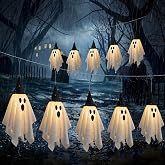 Halloween Ghost Decor 12.5 FT Halloween Ghost String Lights with Hats | Halloween Outdoor Decor - Light Up Ghost Garland Halloween Lights for Mantle Fireplace Window Porch Party Decor